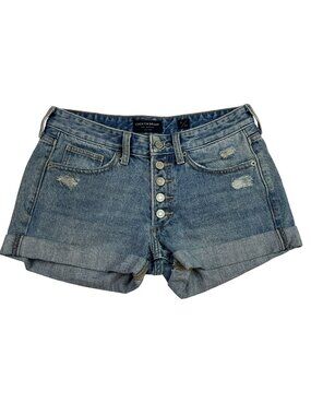 Lucky Brand Boyfriend Shorts Distressed Denim Button Fly Cuffed Womens 2/26 Blue